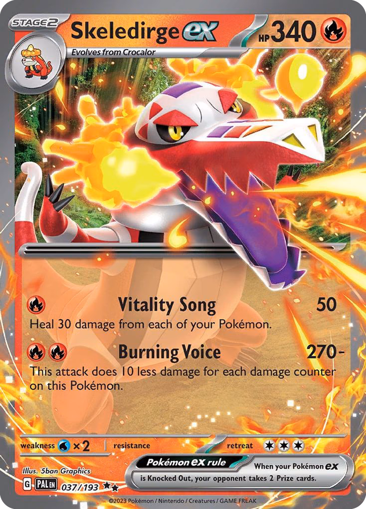 Skeledirge ex Pokemon card (037/193, Paldea Evolved)