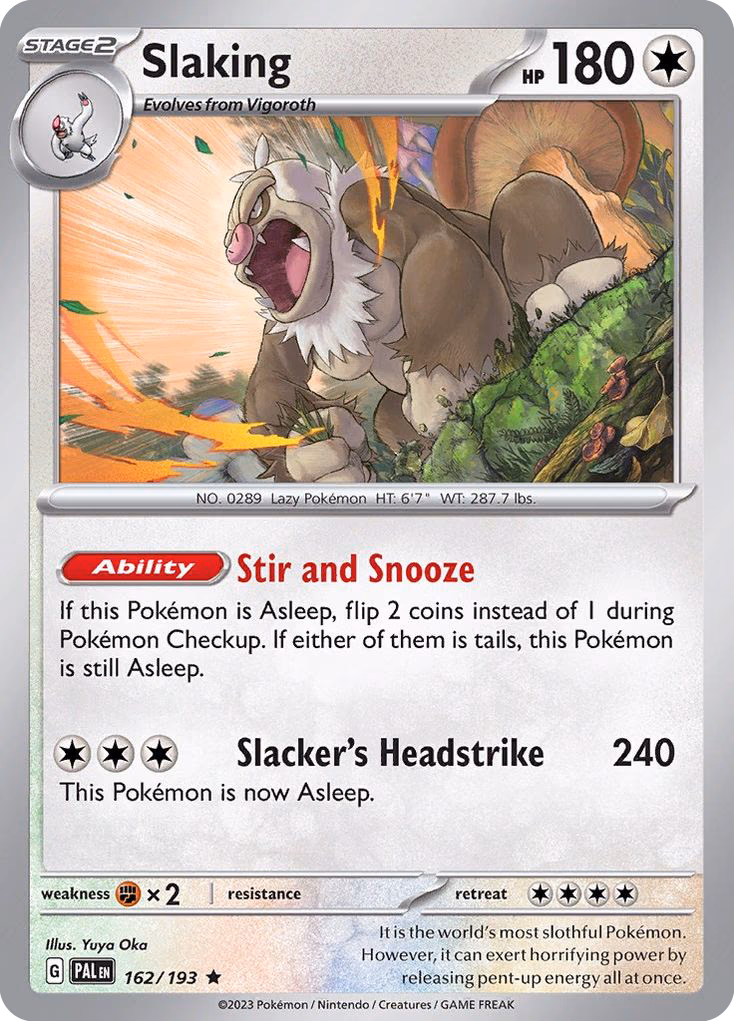 Slaking Pokemon card (162/193, Paldea Evolved)