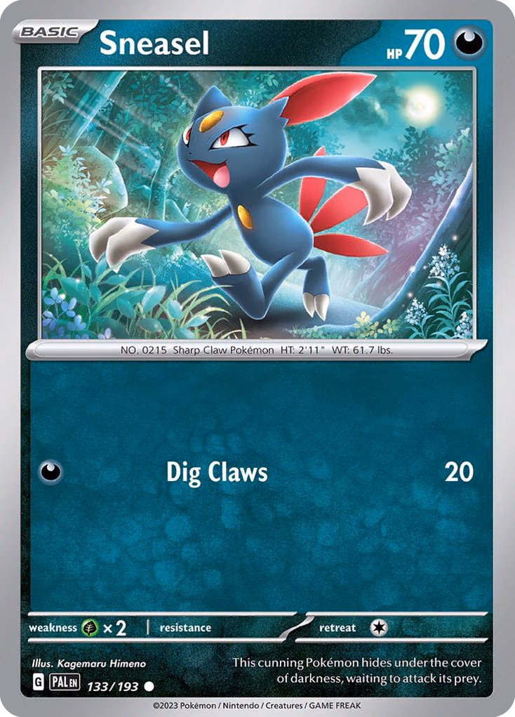 Sneasel Pokemon card (133/193, Paldea Evolved)