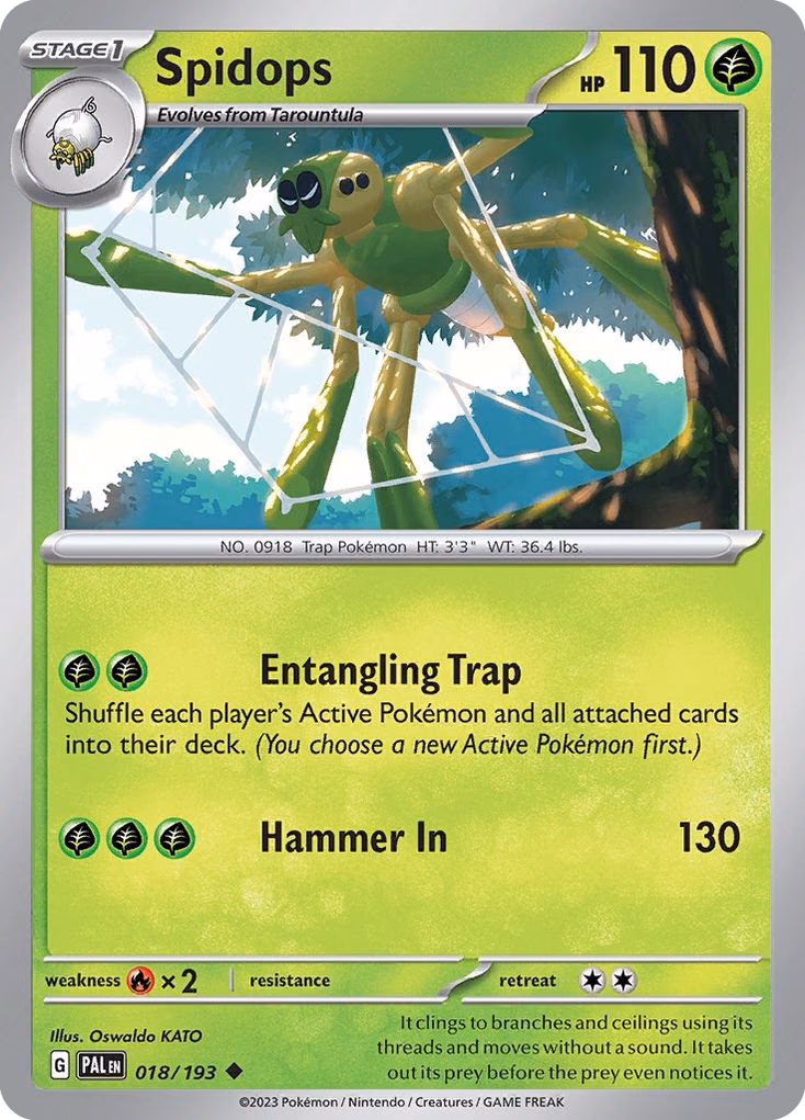 Spidops Pokemon card (018/193, Paldea Evolved)