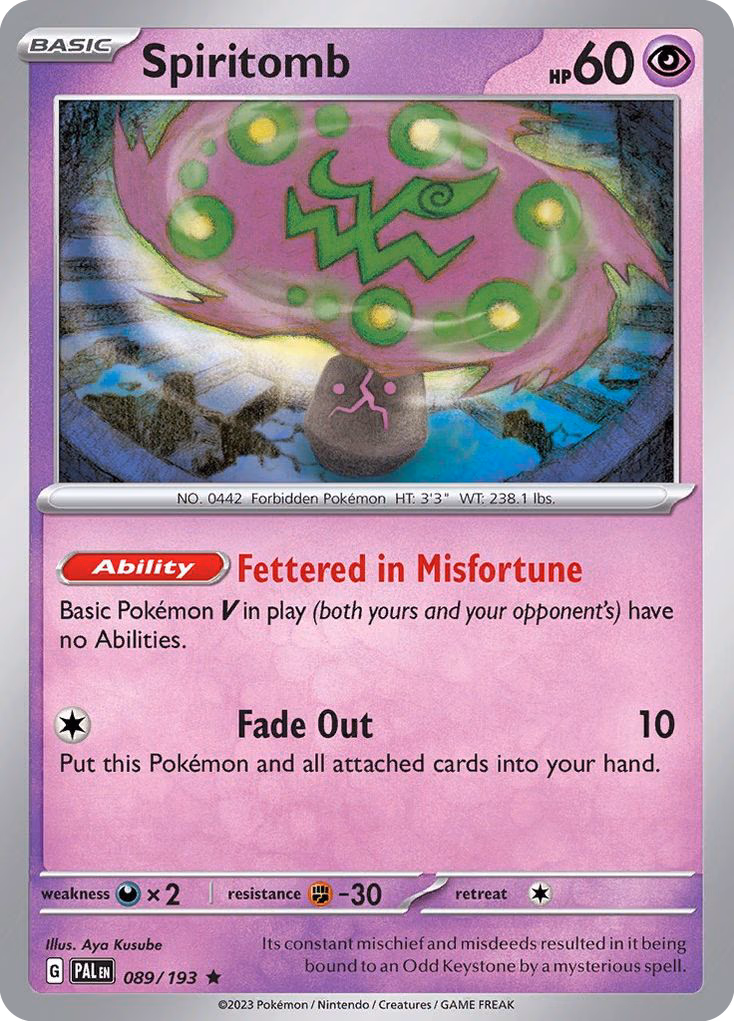 Spiritomb Pokemon card (089/193, Paldea Evolved)