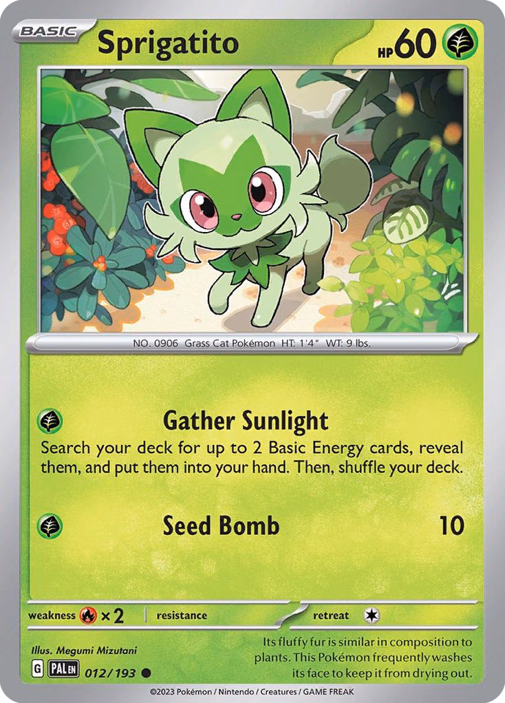 Sprigatito Pokemon card (012/193, Paldea Evolved)