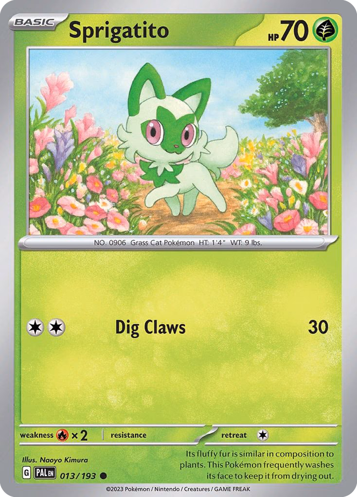 Sprigatito Pokemon card (013/193, Paldea Evolved)