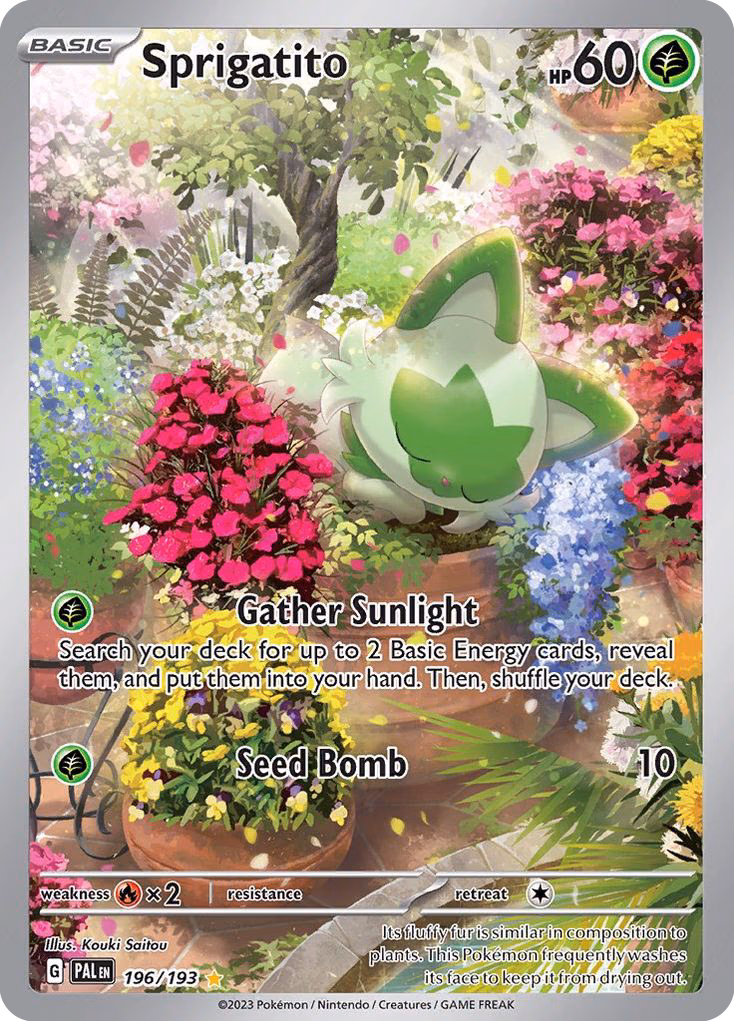 Sprigatito Pokemon card (196/193, Paldea Evolved)