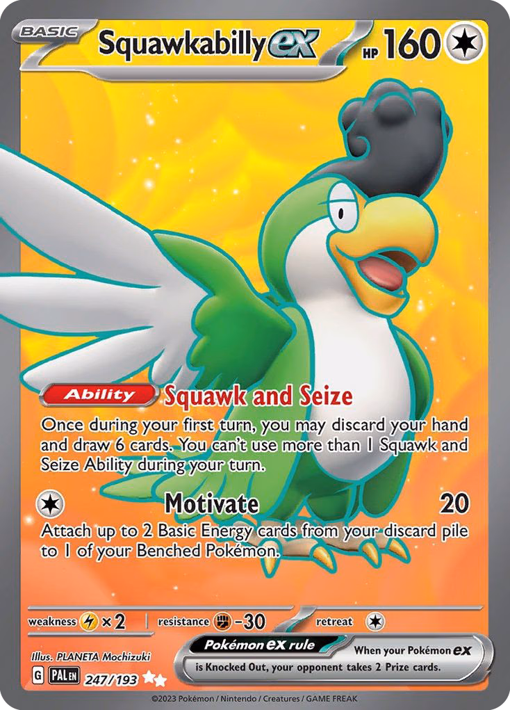 Squawkabilly ex Pokemon card (247/193, Paldea Evolved)
