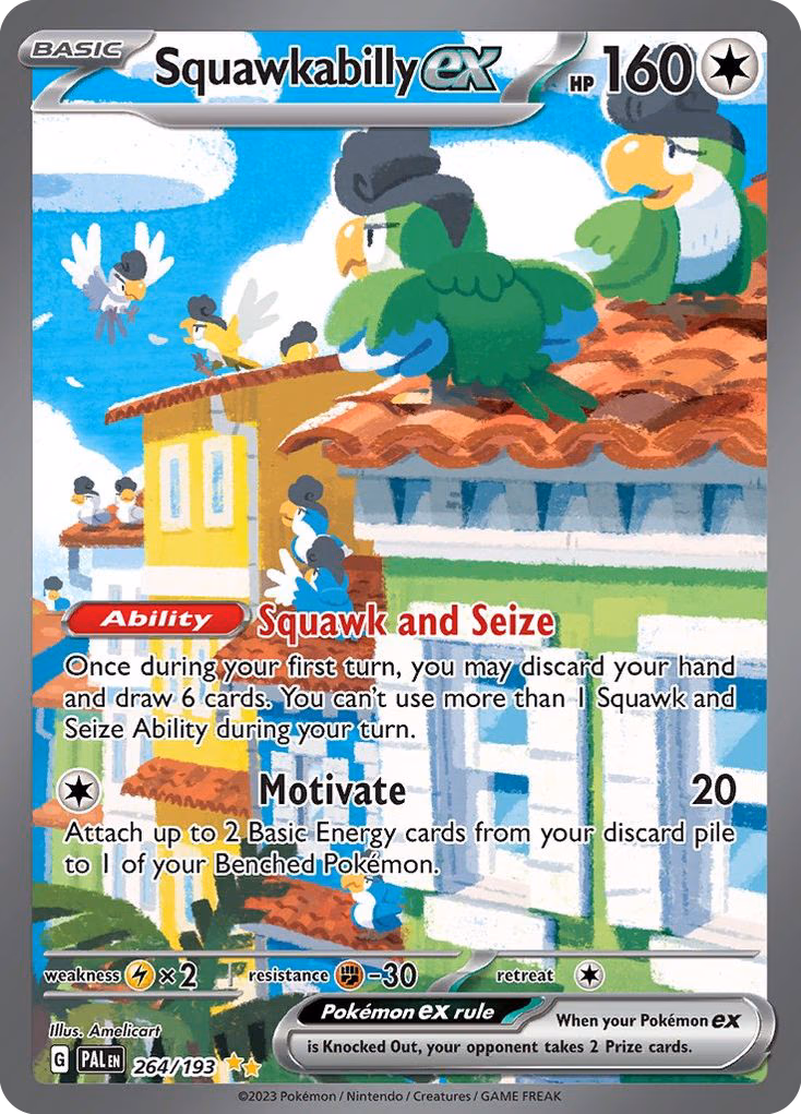 Squawkabilly ex Pokemon card (264/193, Paldea Evolved)