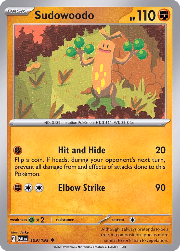 Sudowoodo Pokemon card (109/193, Paldea Evolved)