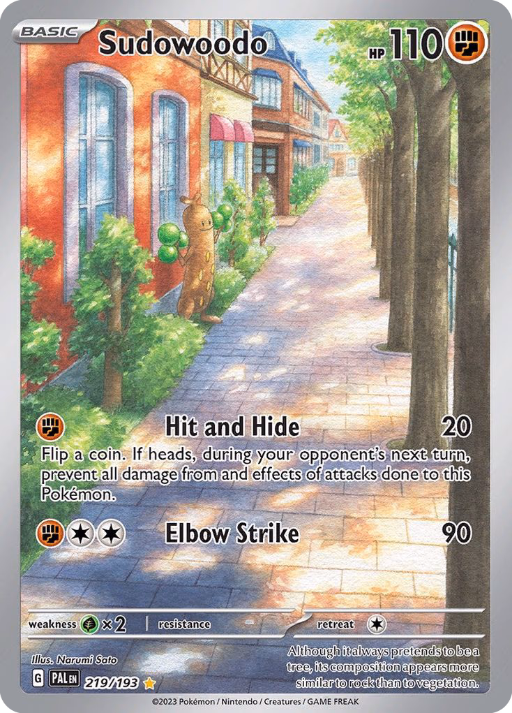Sudowoodo Pokemon card (219/193, Paldea Evolved)