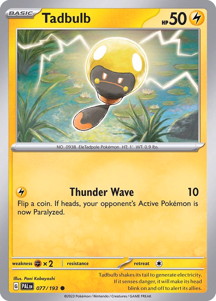 Tadbulb Pokemon card (077/193, Paldea Evolved)