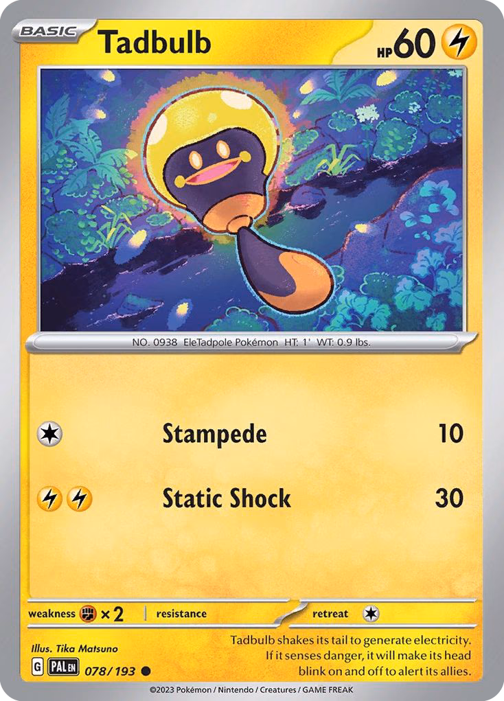 Tadbulb Pokemon card (078/193, Paldea Evolved)