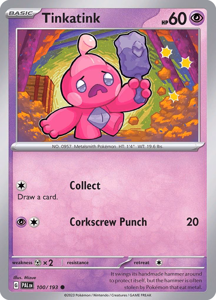 Tinkatink Pokemon card (100/193, Paldea Evolved)