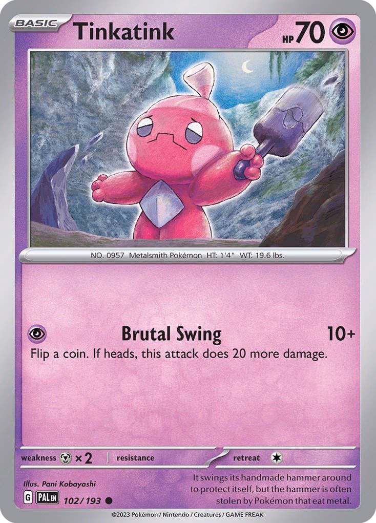 Tinkatink Pokemon card (102/193, Paldea Evolved)