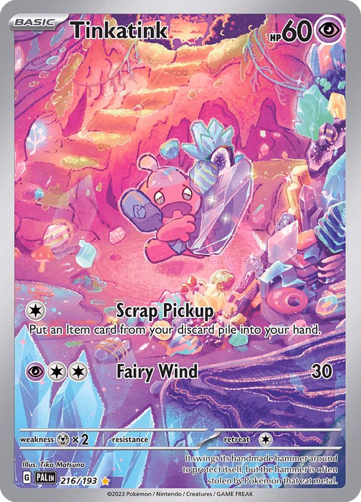 Tinkatink Pokemon card (216/193, Paldea Evolved)