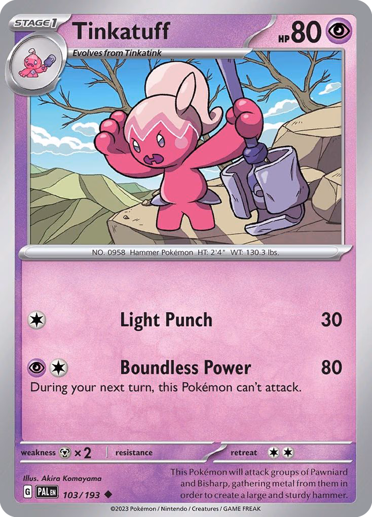 Tinkatuff Pokemon card (103/193, Paldea Evolved)