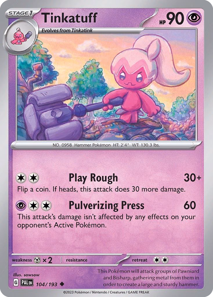 Tinkatuff Pokemon card (104/193, Paldea Evolved)