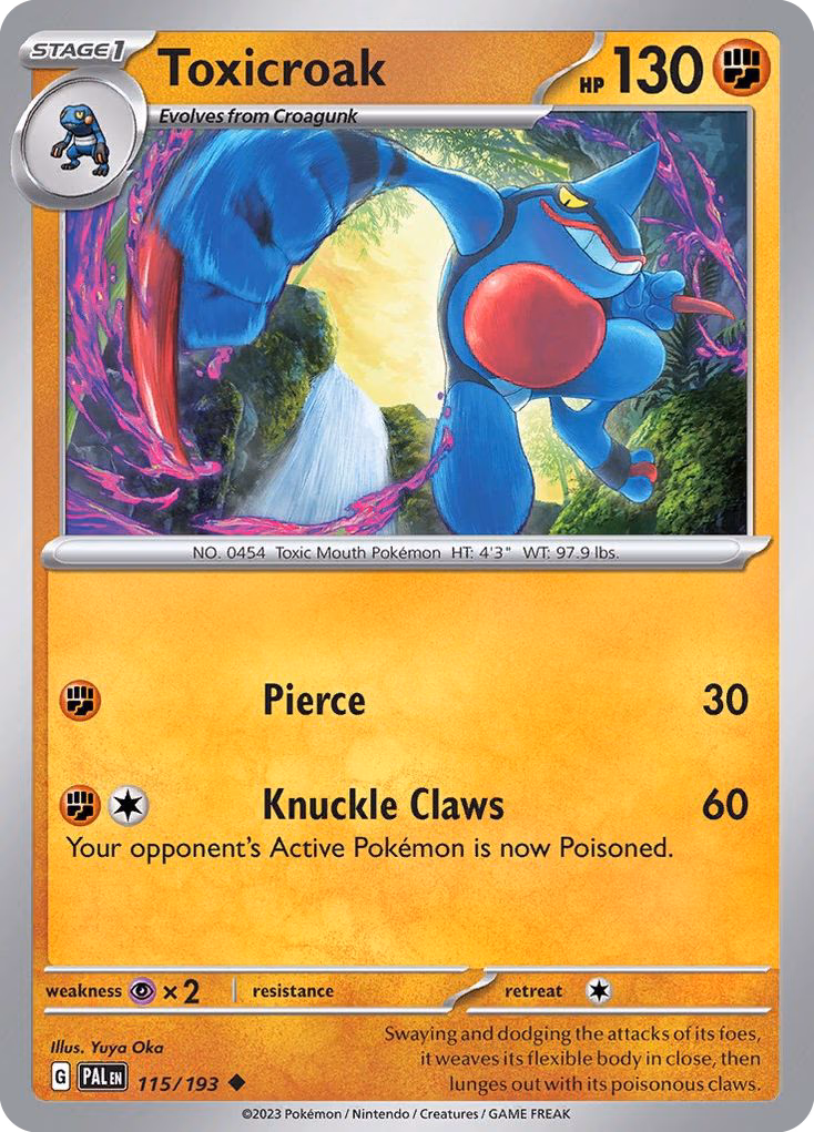 Toxicroak Pokemon card (115/193, Paldea Evolved)