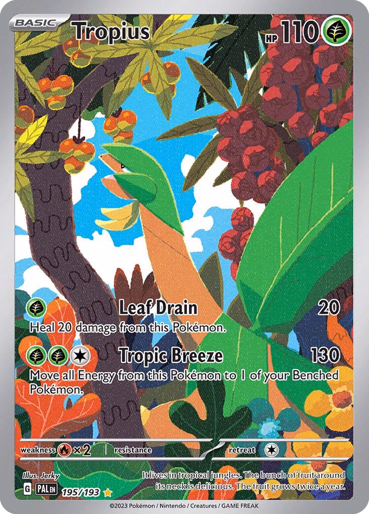 Tropius Pokemon card (195/193, Paldea Evolved)