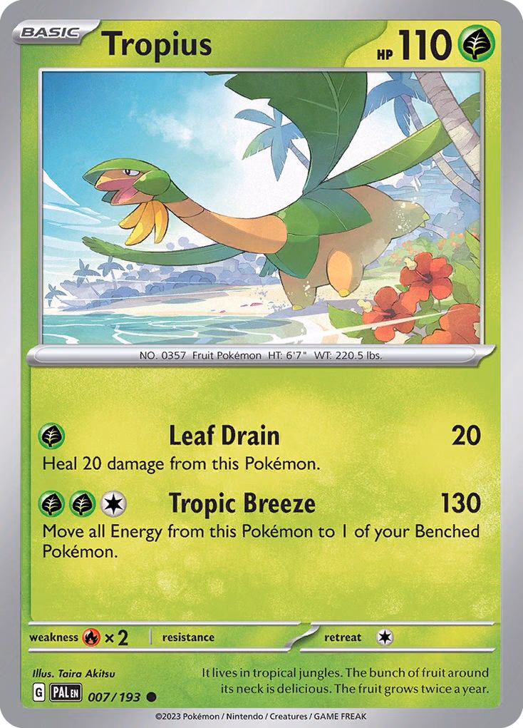 Tropius Pokemon card (007/193, Paldea Evolved)