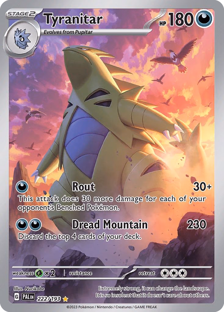 Tyranitar Pokemon card (222/193, Paldea Evolved)
