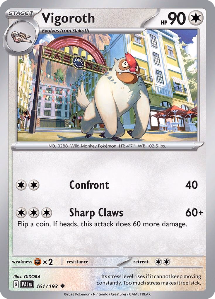 Vigoroth Pokemon card (161/193, Paldea Evolved)