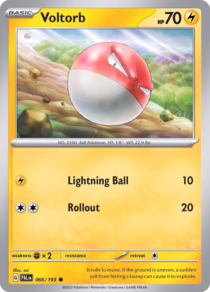 Voltorb Pokemon card (066/193, Paldea Evolved)