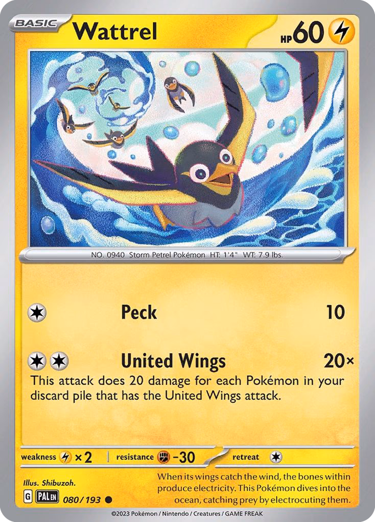 Wattrel Pokemon card (080/193, Paldea Evolved)