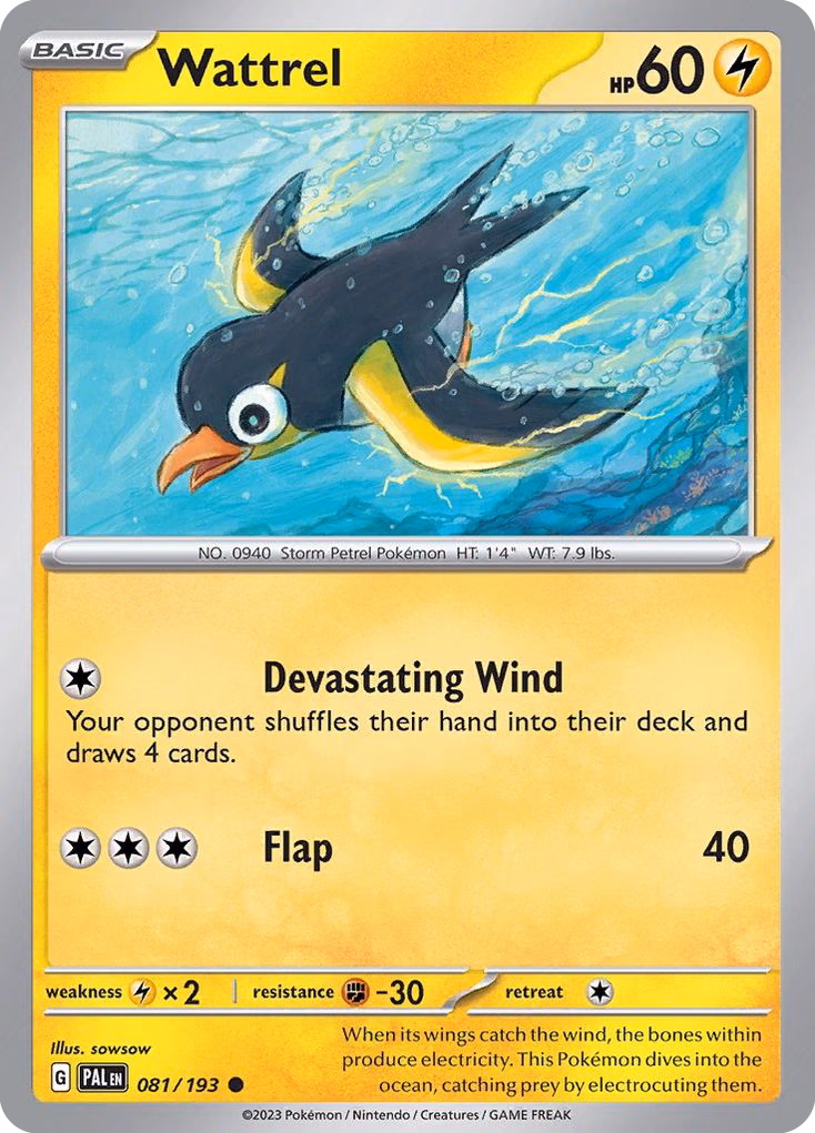 Wattrel Pokemon card (081/193, Paldea Evolved)