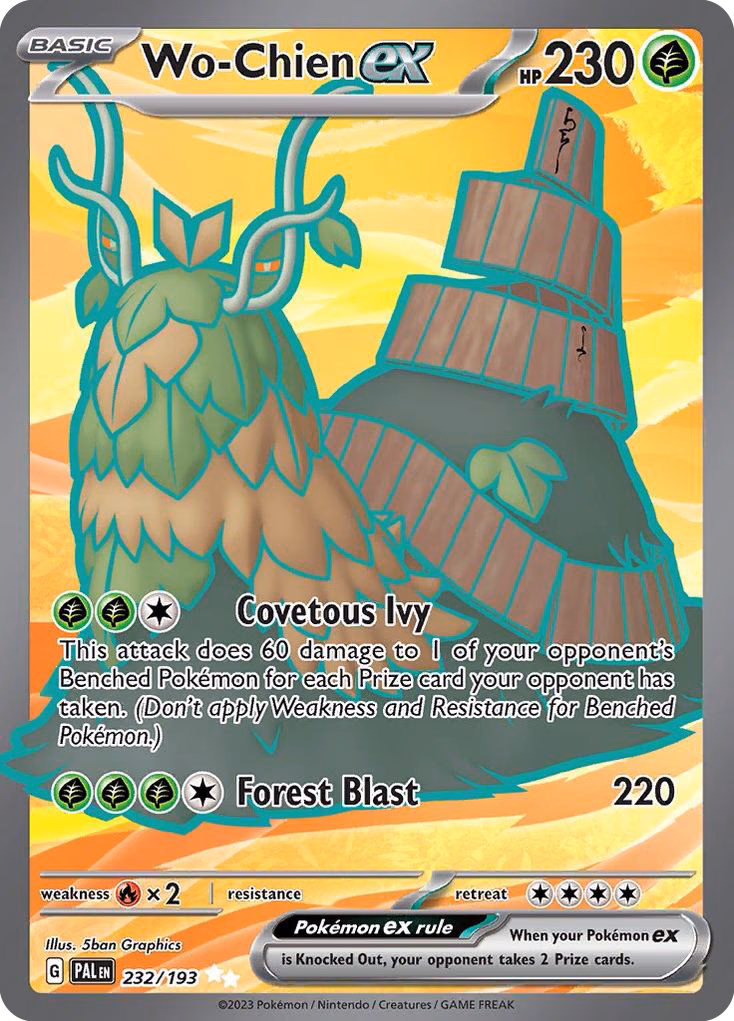 Wo-Chien ex Pokemon card (232/193, Paldea Evolved)