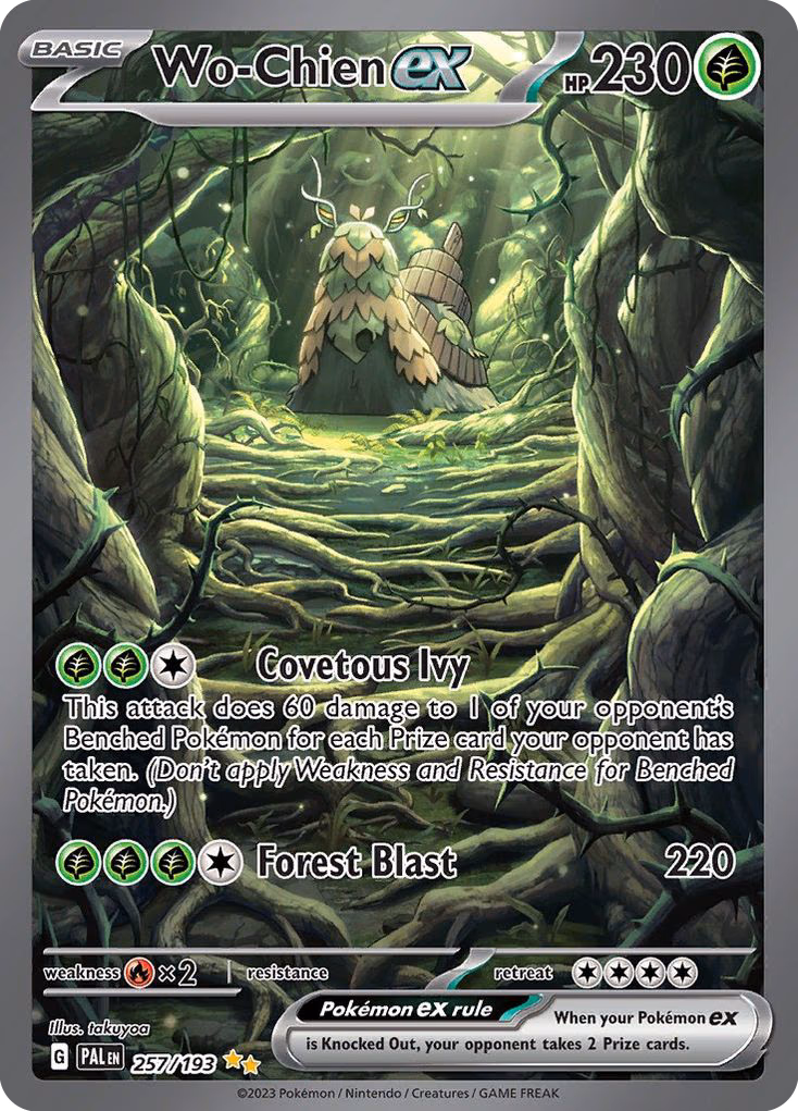 Wo-Chien ex Pokemon card (257/193, Paldea Evolved)