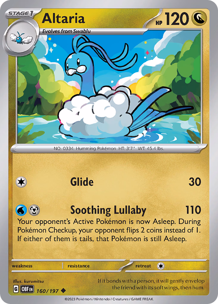 Altaria Pokemon card (160/197, Obsidian Flames)