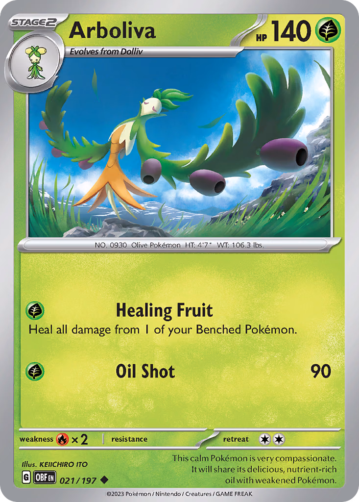 Arboliva Pokemon card (021/197, Obsidian Flames)
