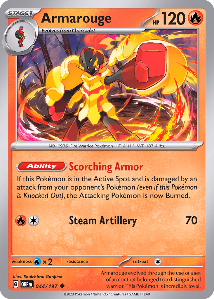 Armarouge Pokemon card (044/197, Obsidian Flames)