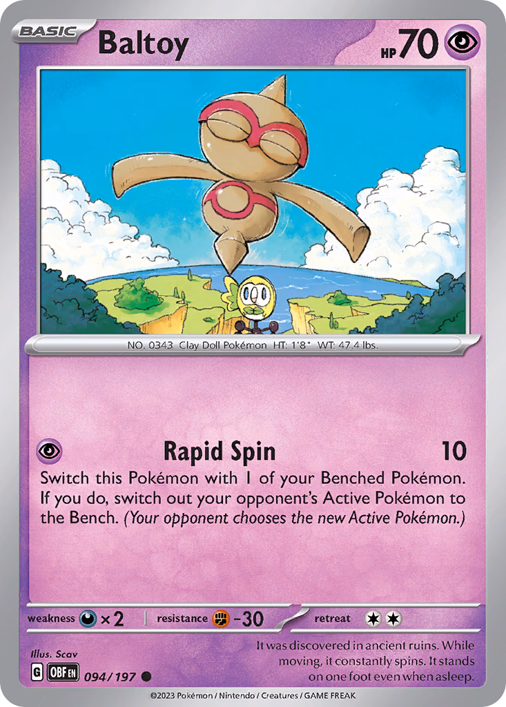 Baltoy Pokemon card (094/197, Obsidian Flames)
