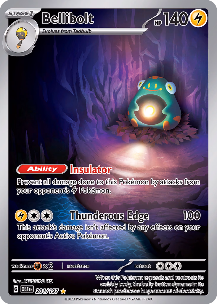 Bellibolt Pokemon card (201/197, Obsidian Flames)