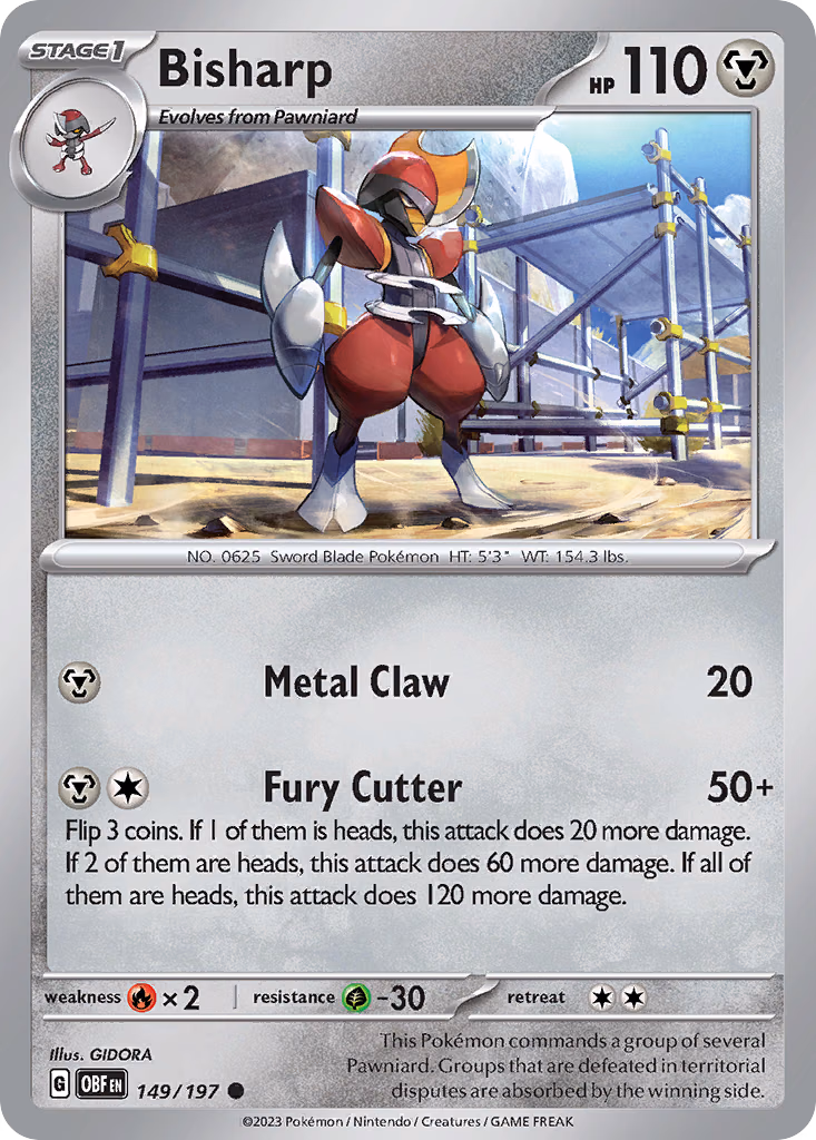 Bisharp Pokemon card (149/197, Obsidian Flames)