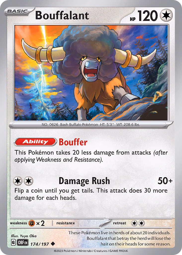 Bouffalant Pokemon card (174/197, Obsidian Flames)
