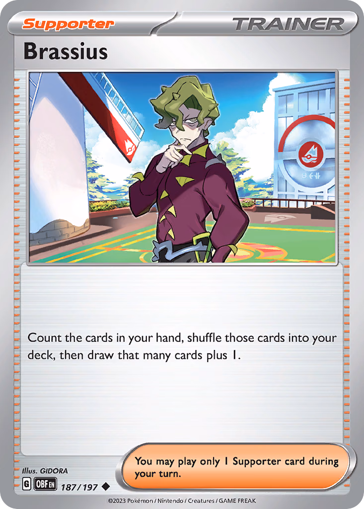 Brassius Pokemon card (187/197, Obsidian Flames)