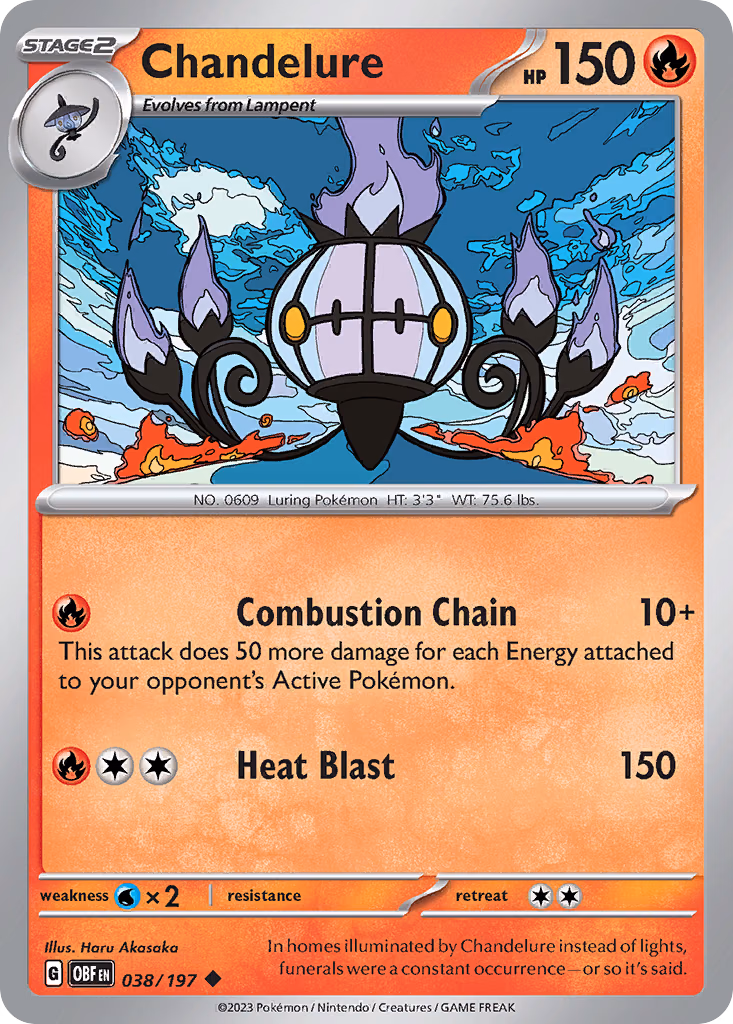 Chandelure Pokemon card (038/197, Obsidian Flames)