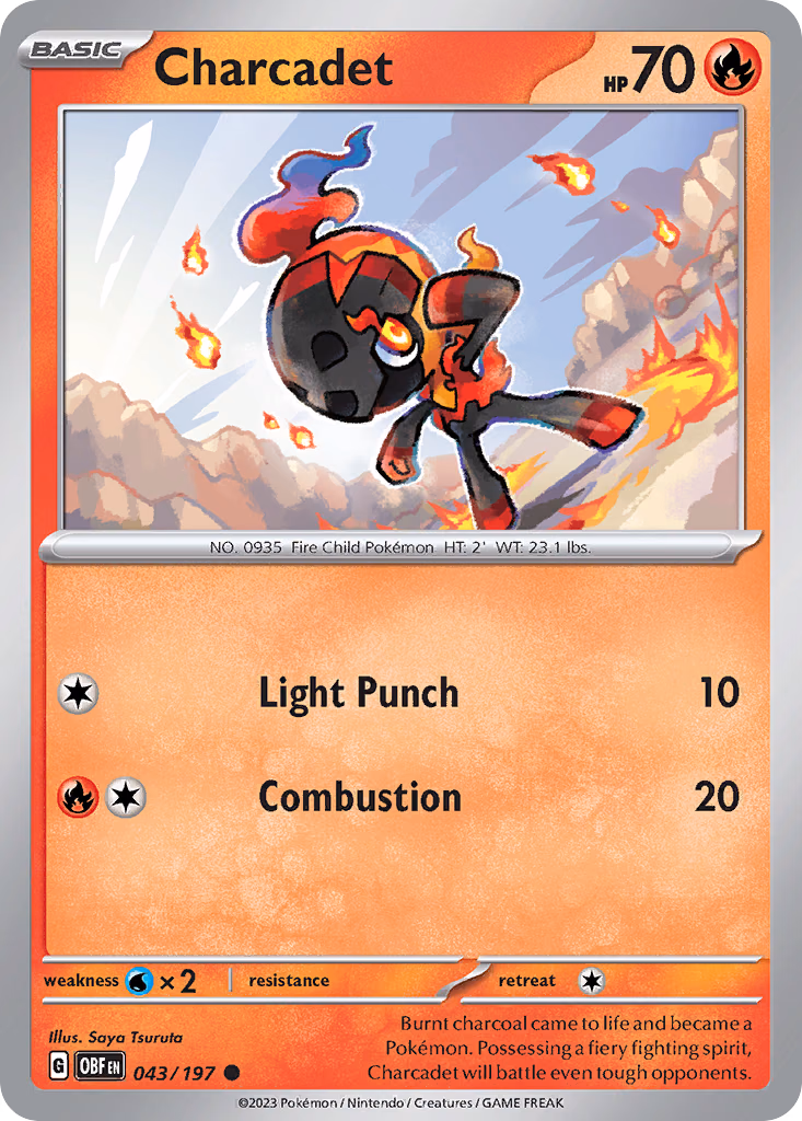 Charcadet Pokemon card (043/197, Obsidian Flames)