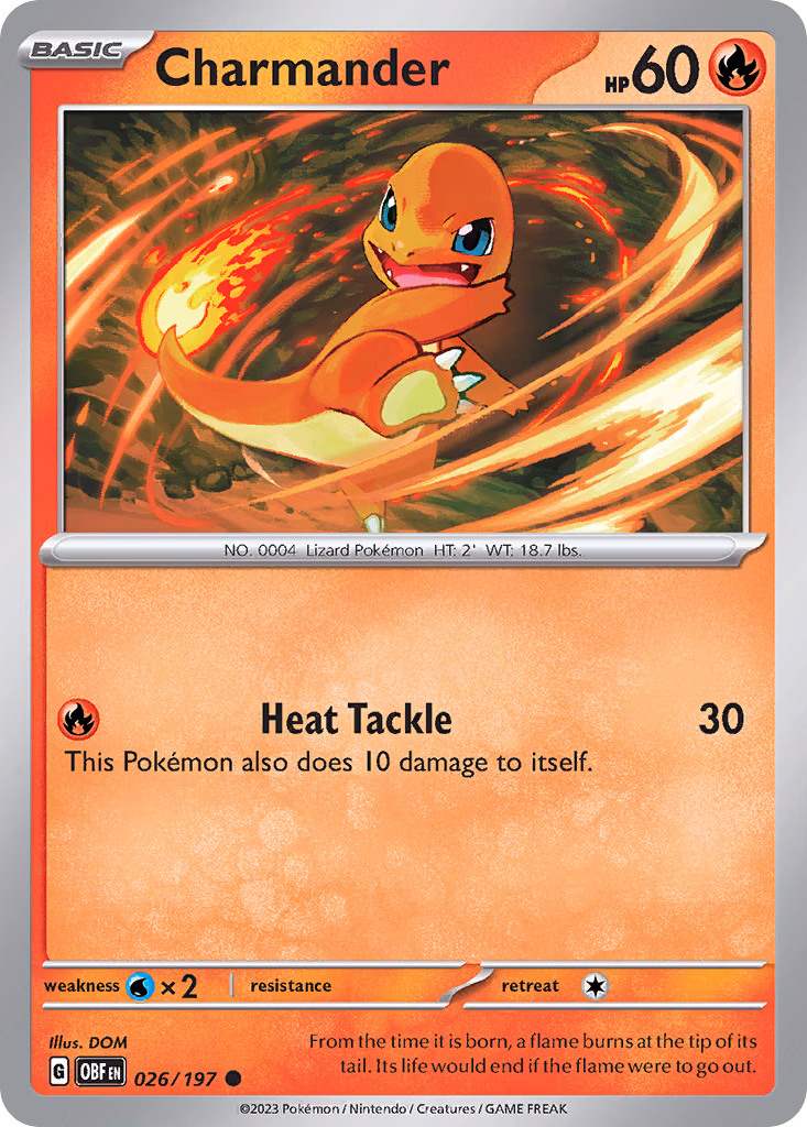 Charmander Pokemon card (026/197, Obsidian Flames)