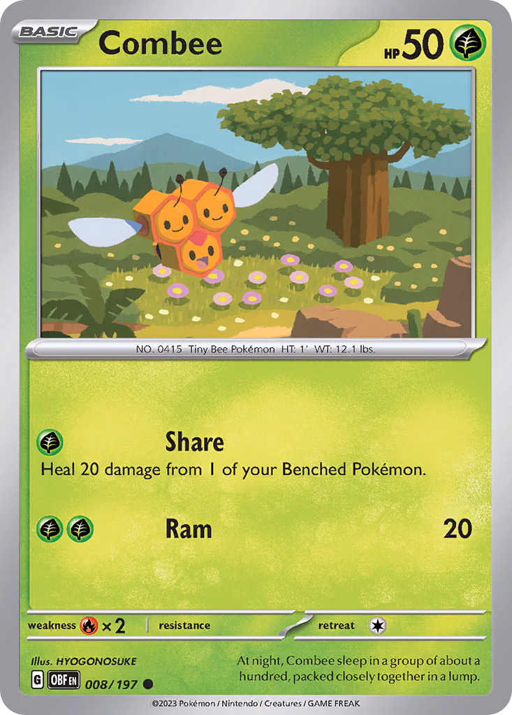 Combee Pokemon card (008/197, Obsidian Flames)