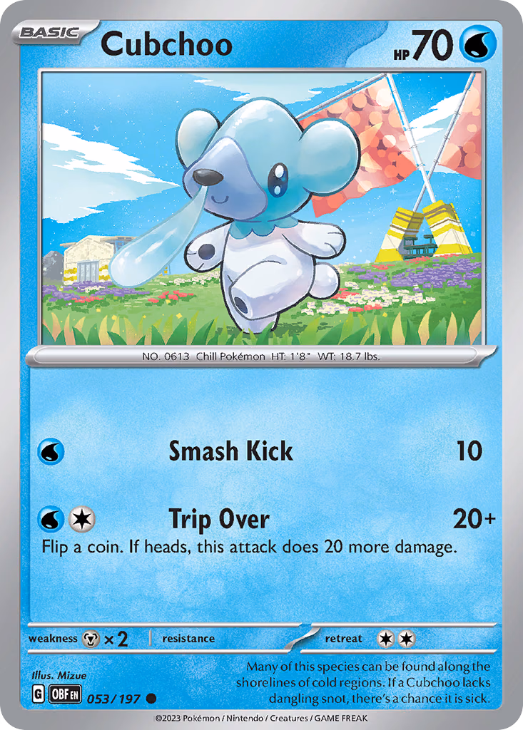 Cubchoo Pokemon card (053/197, Obsidian Flames)