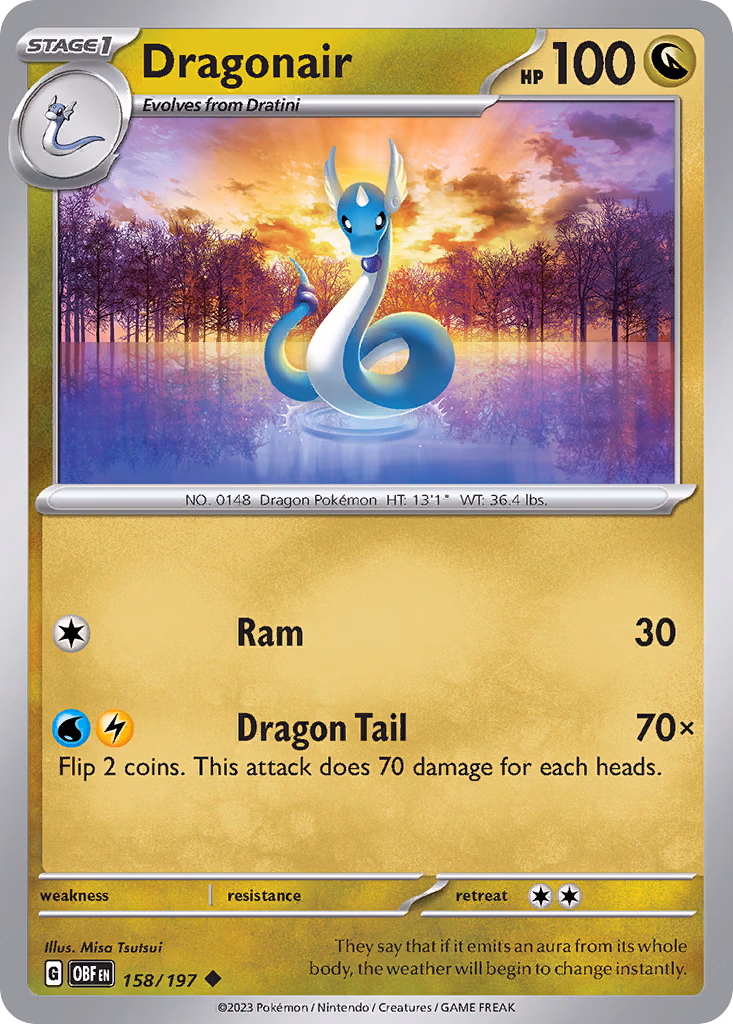 Dragonair Pokemon card (158/197, Obsidian Flames)