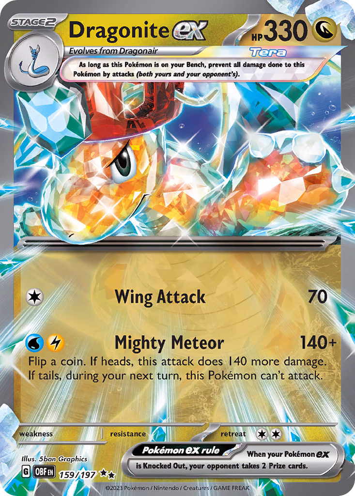 Dragonite ex Pokemon card (159/197, Obsidian Flames)