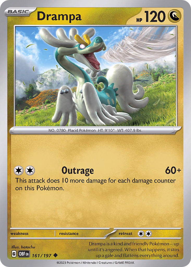 Drampa Pokemon card (161/197, Obsidian Flames)