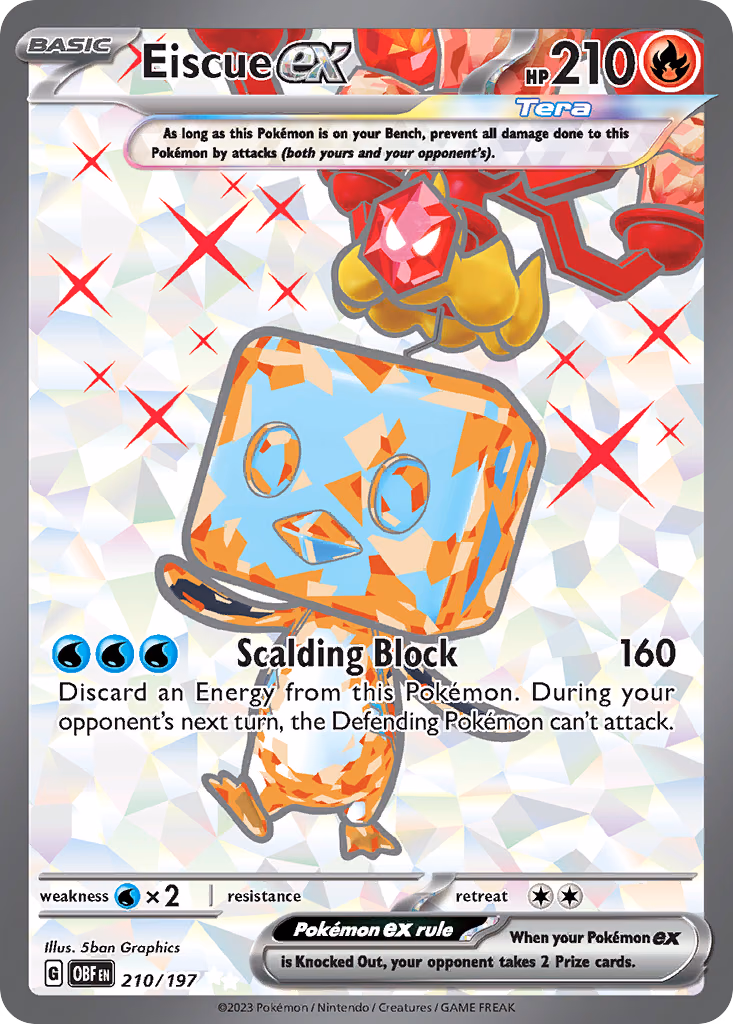 Eiscue ex Pokemon card (210/197, Obsidian Flames)
