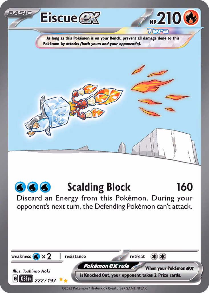 Eiscue ex Pokemon card (222/197, Obsidian Flames)