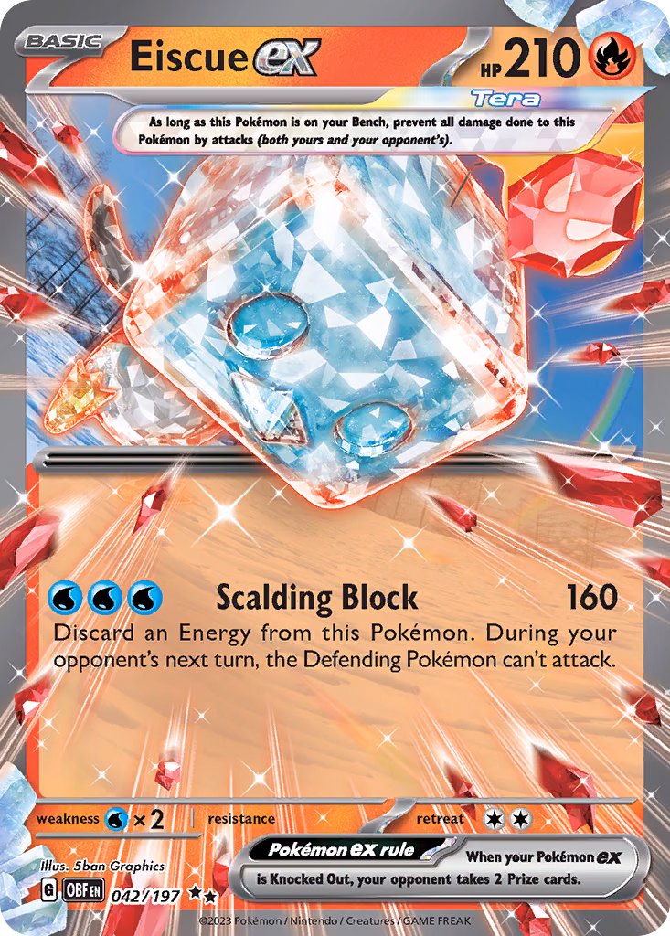 Eiscue ex Pokemon card (042/197, Obsidian Flames)