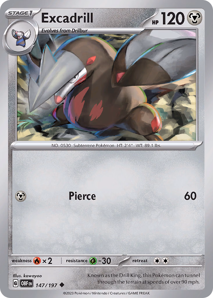 Excadrill Pokemon card (147/197, Obsidian Flames)