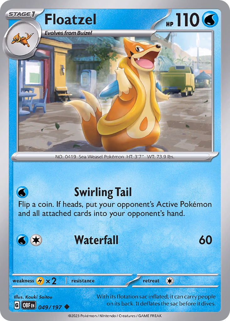 Floatzel Pokemon card (049/197, Obsidian Flames)